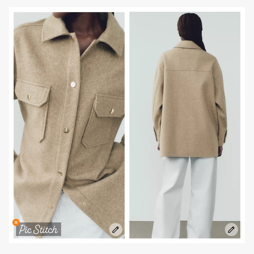 Zara Oversized Shacket Light Brown